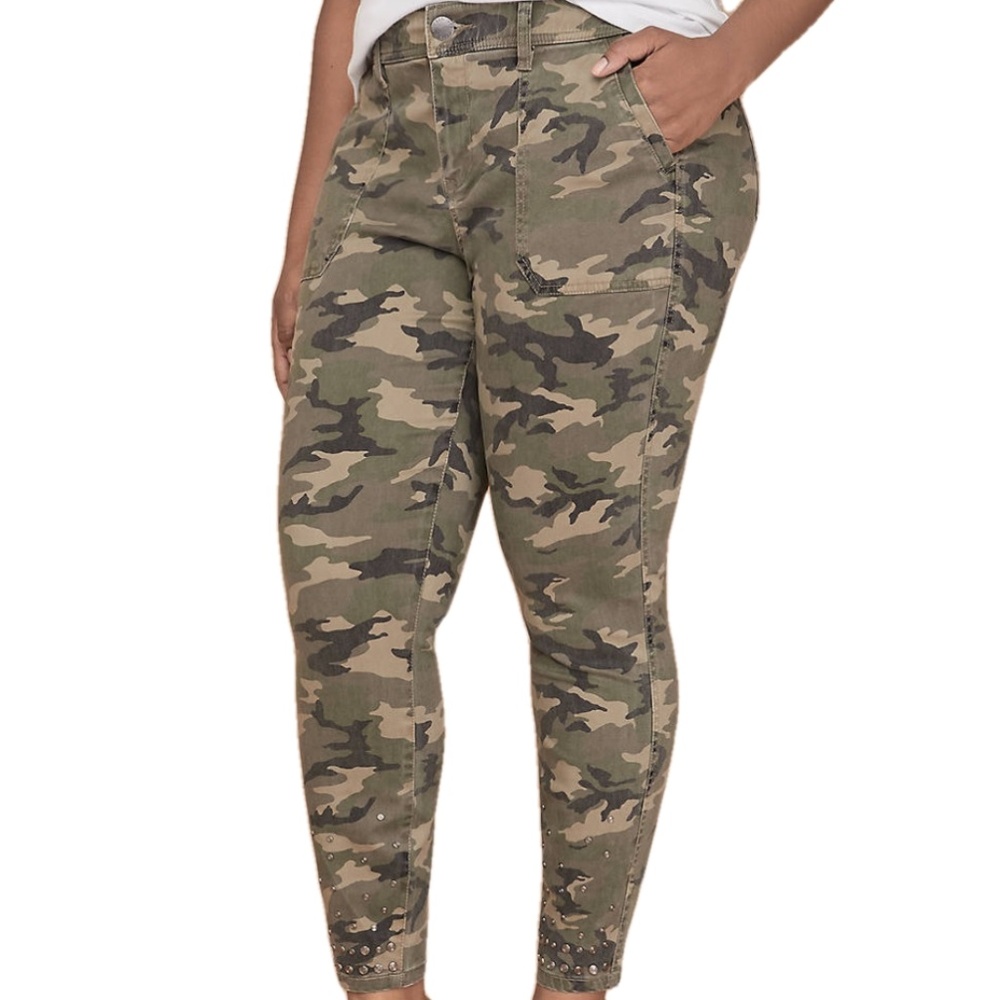 Lane Bryant Pants Camo Skinny Studded Hem